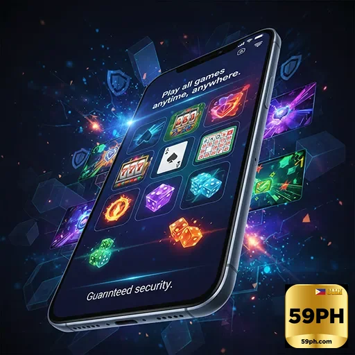 Player enjoying mobile gaming with 59ph app rewards